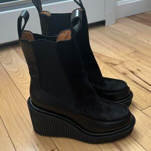 rag & bone Black Suede and Leather Wedge Boots